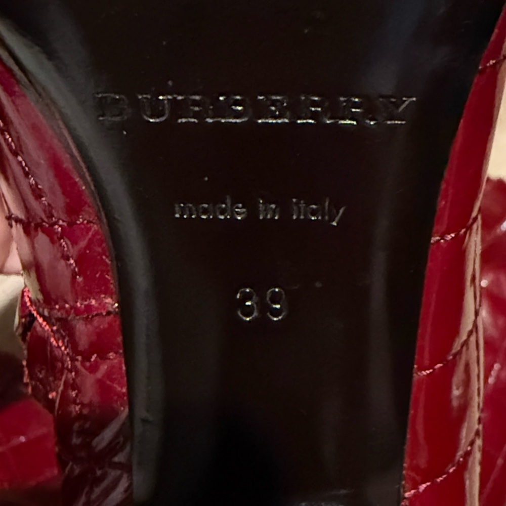Burberry Burgundy Quilted Heeled Boots - Picture 12 of 14